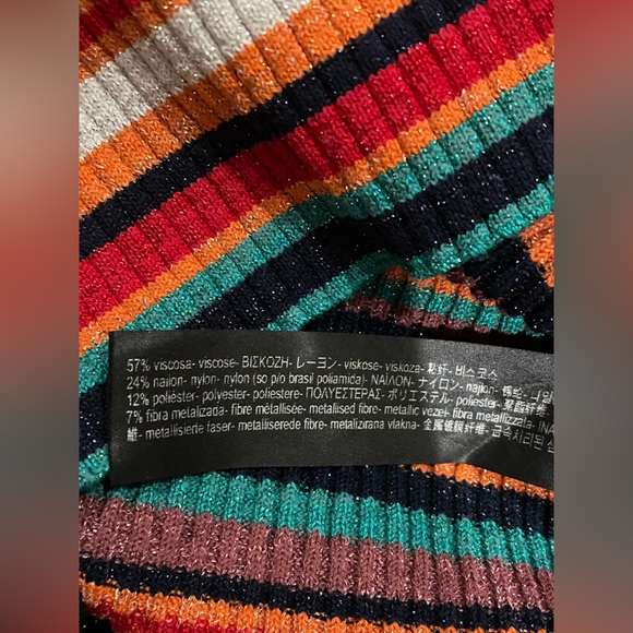 Zara Knit - high neck striped shiny crop top - Picture 6 of 6